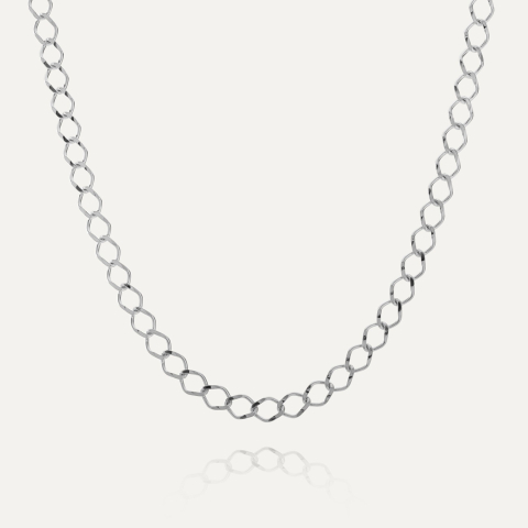 Srebrny łańcuszek choker rombo w pokryciu platyną