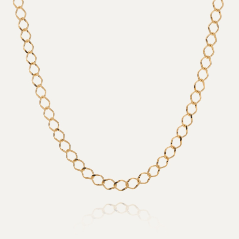 Silberner Choker mit Rautenmuster-Kette gelbvergoldet