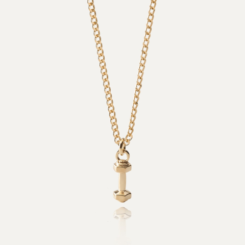 Dumbbell necklace, sterling silver 925 gold plated