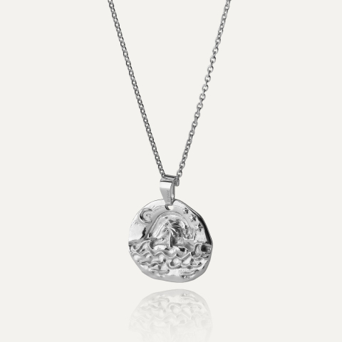 Silver sea talisman necklace plated with platinum