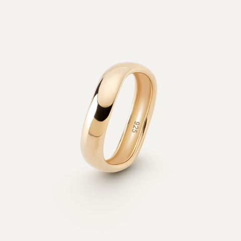 Silver wave ring, 925 silver with gold plating