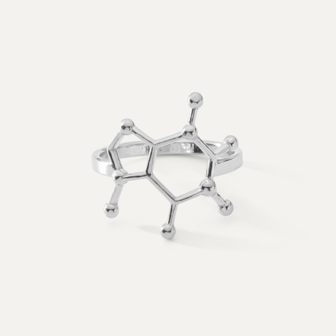 Silver ring - caffeine, 925 silver platinum plated