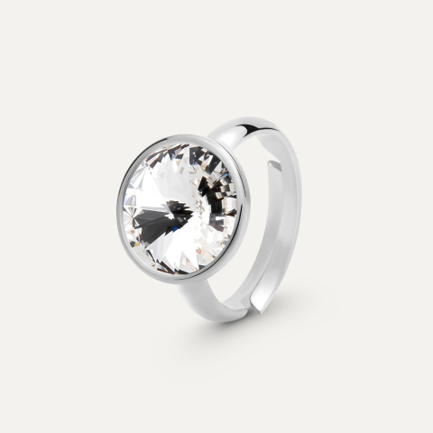 Ring mit einem 10 mm Rivoli-Kristall, 925er Silber platiniert
