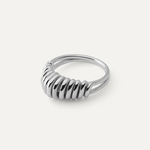 Wide spiral ring - XENIA x GIORRE, silver 925 platinum plated
