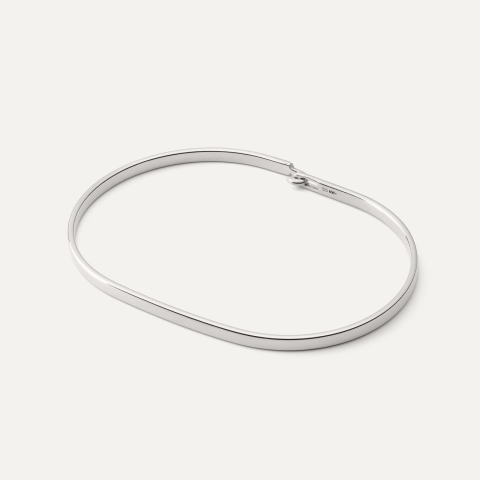 Rigid bracelet for beads with engraving, sterling silver 925 platinum plated