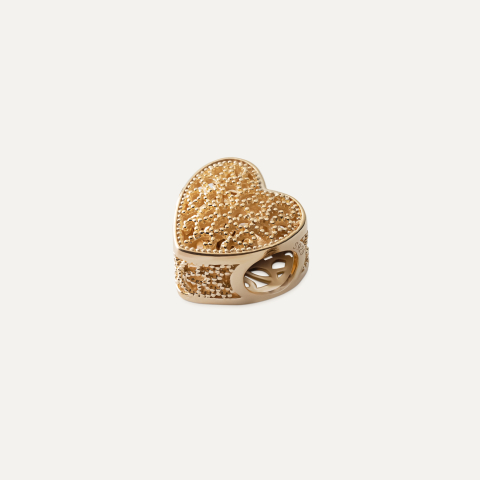 Zawieszka typu beads ażurowe serce, srebro 925 pozłacane