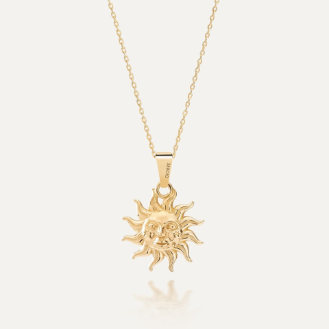 Gold sonne Halskette, gold 14K