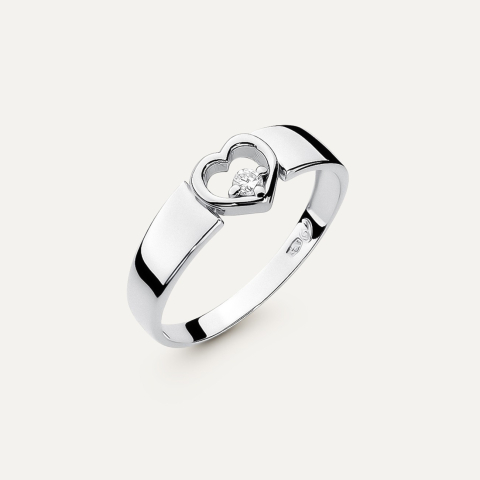 Gold ring with diamond heart - Love