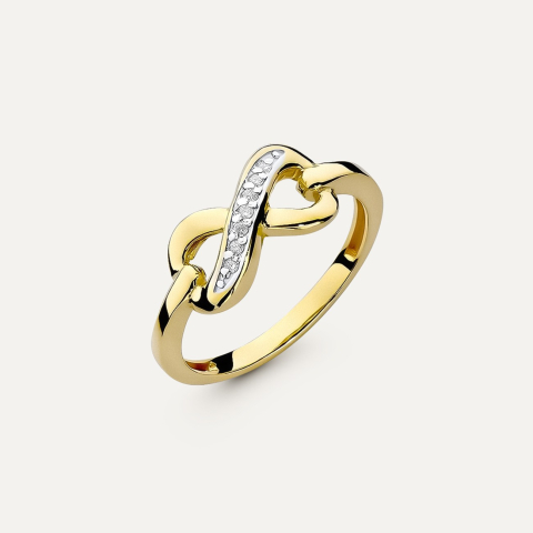 Gold infinity ring with diamonds - Modern