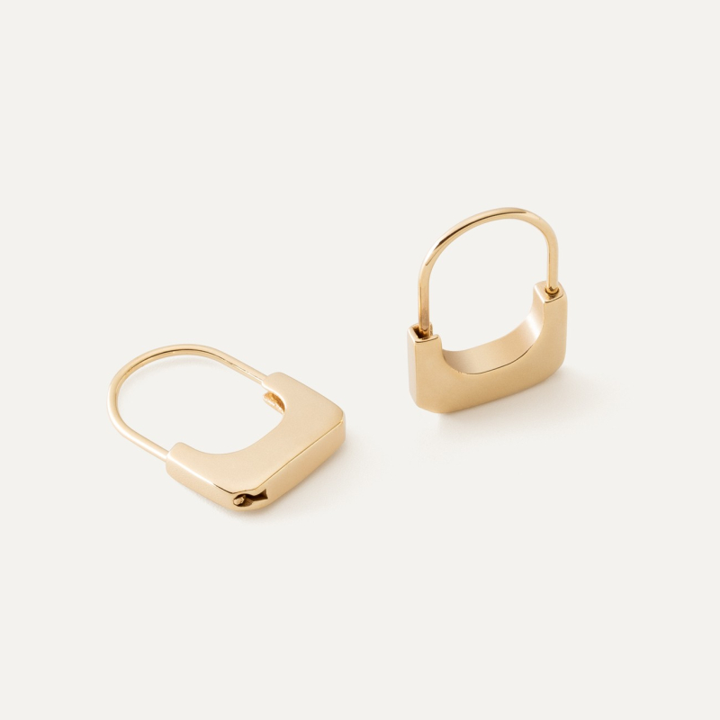 Small padlock earrings - XENIA x GIORRE, silver 925 gold plated