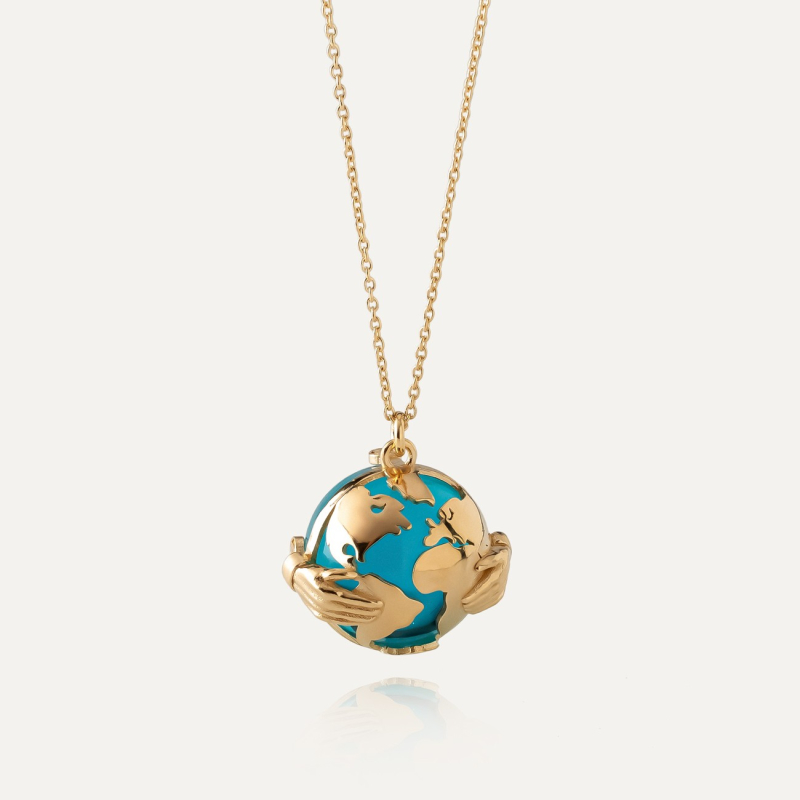 Globe necklace, 925 silver with gold plating