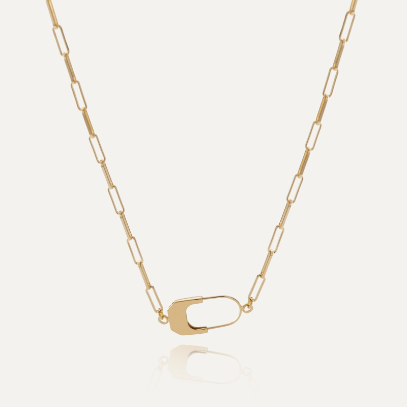 Necklace with padlock - XENIA x GIORRE, silver 925 gold plated