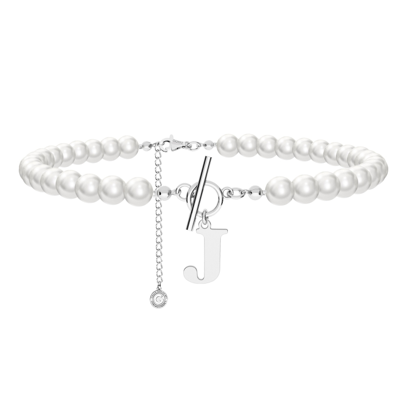 Perlen-Choker mit Buchstaben, 925er Silber