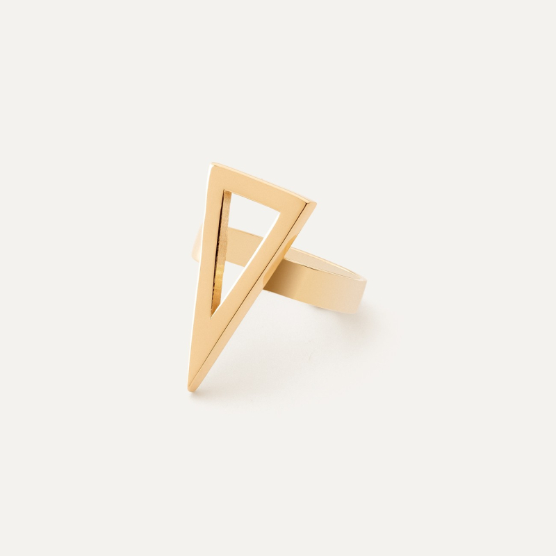  Geometric triangle shape ring, 925 silver with gold plating