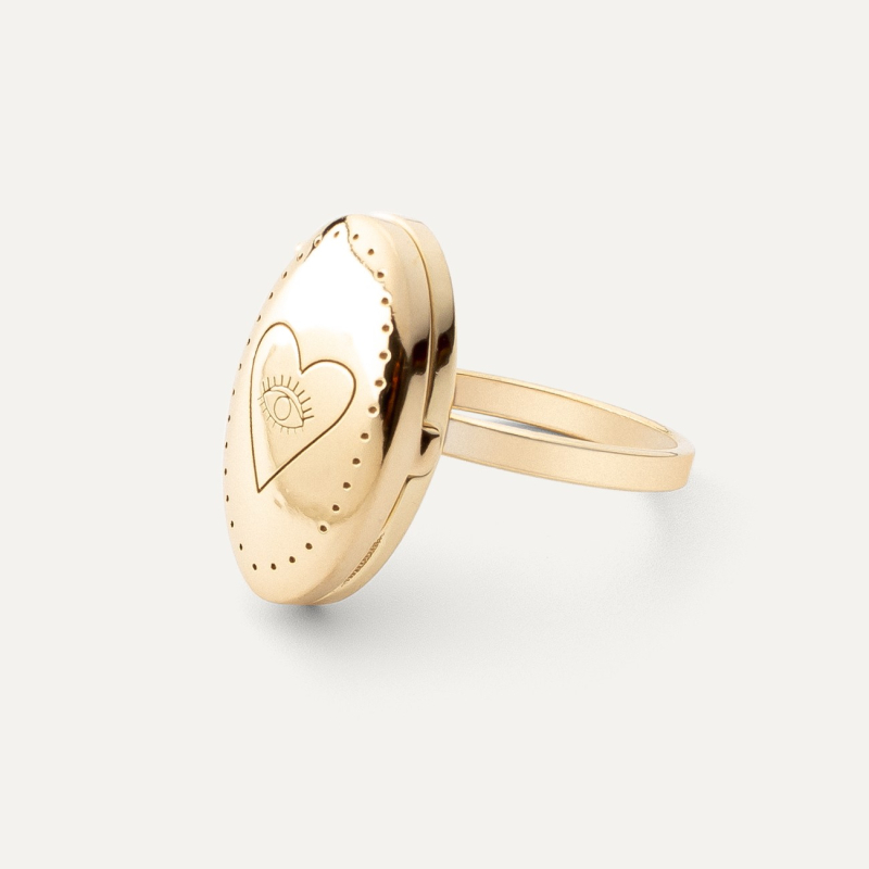 Box ring, 925 silver with gold plating