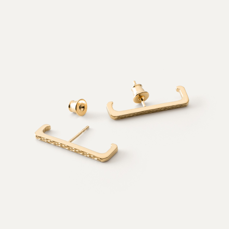 Rectangular textured earrings - XENIA x GIORRE, silver 925 gold plated