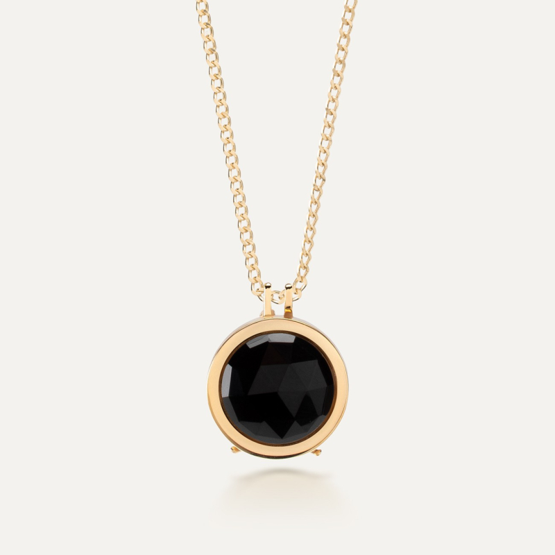 Box with photo and engraving - black onyx, silver 925 with gold plating