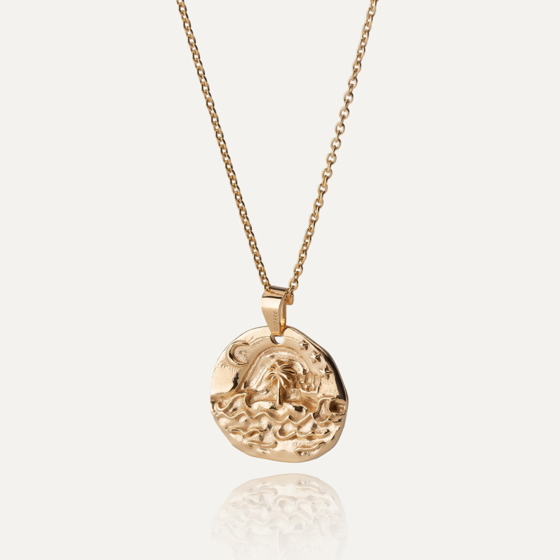 Silberne Meeres-Talisman-Halskette mit Vergoldung