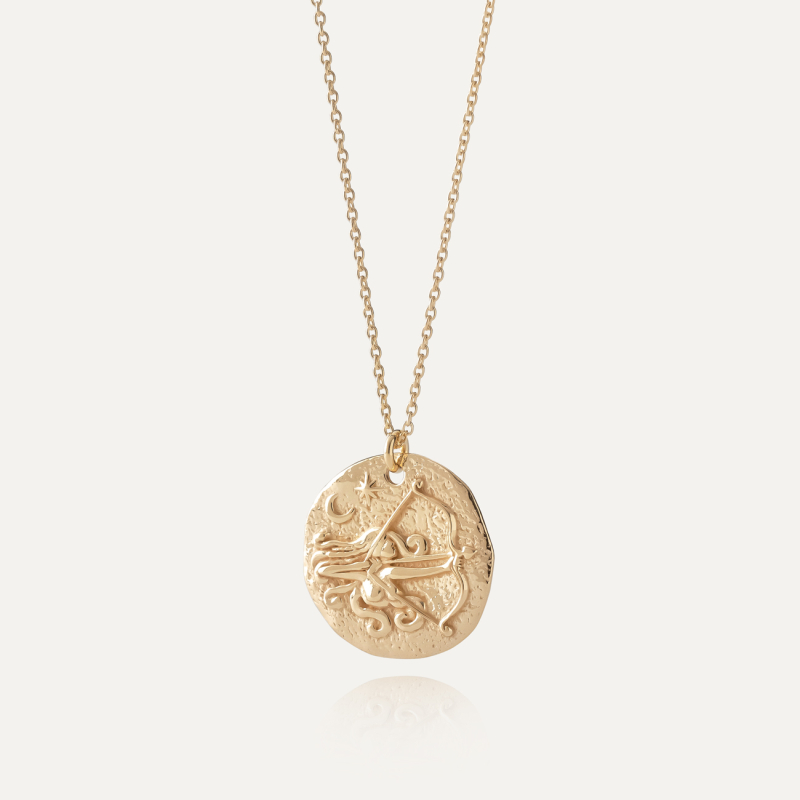 Srebrny naszyjnik znak zodiaku - strzelec w złotym pokryciu