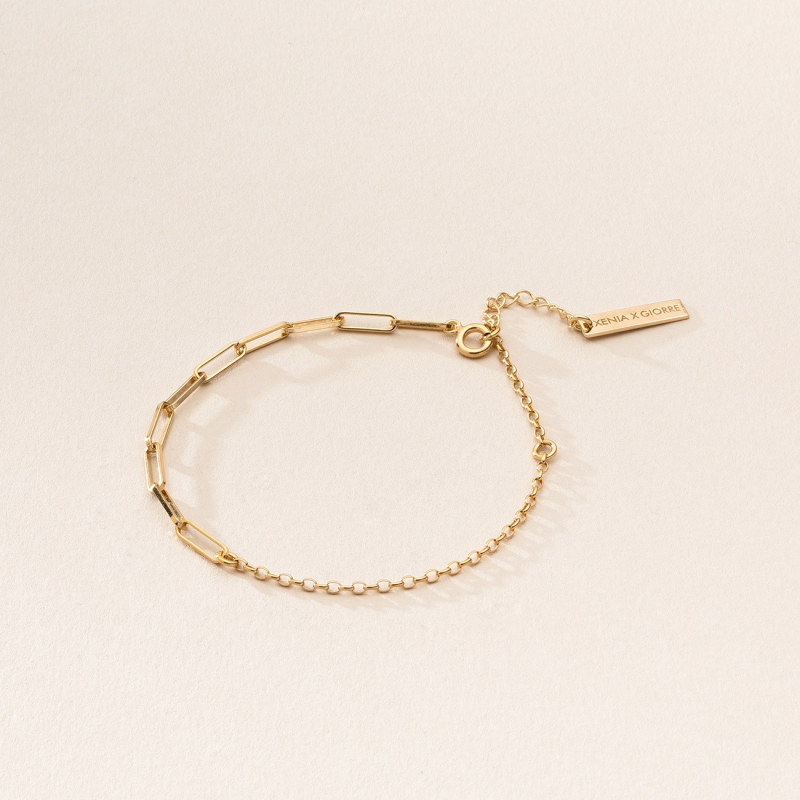 Bracelet with two chains - XENIA x GIORRE, silver 925 gold plated                                    