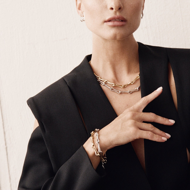 Thick chain bracelet - XENIA x GIORRE, silver 925 gold plated                                    
