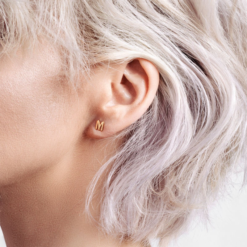Earrings with letter, sterling silver 925                                                    