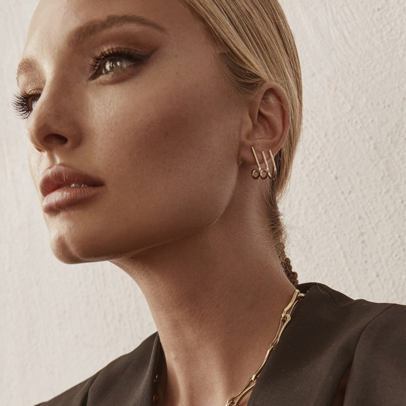 Earrings trident - XENIA x GIORRE, silver 925 platinum plated                                    