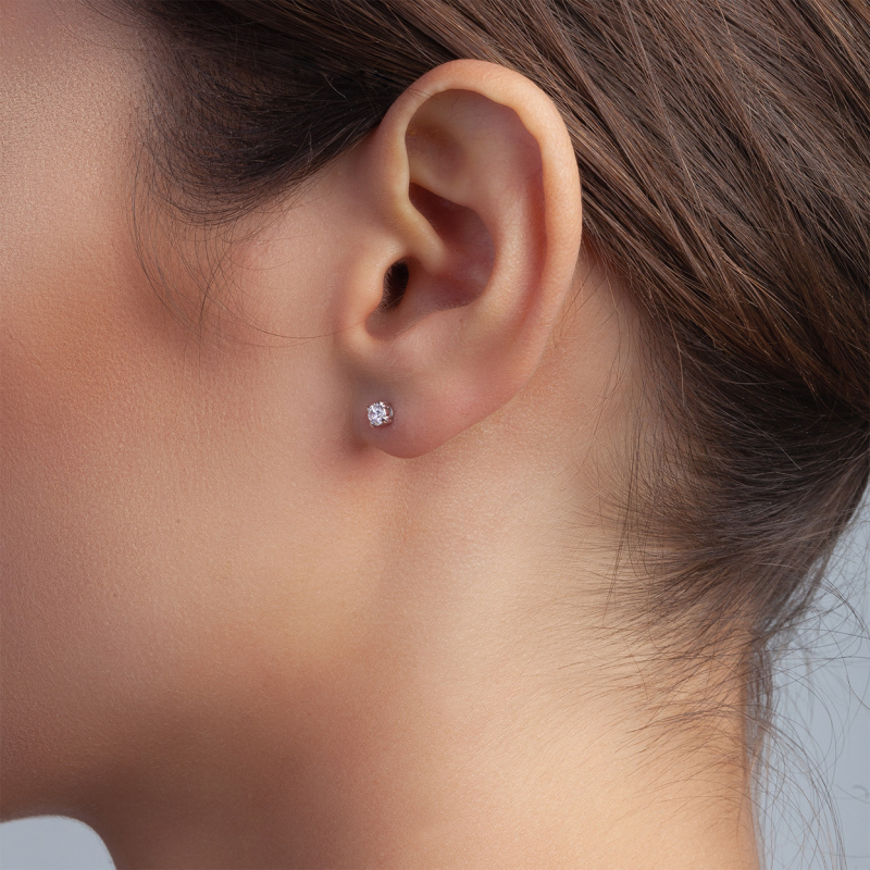 Ohrringe mit 3 mm Zirkonia, 925er Silber platiniert                                    