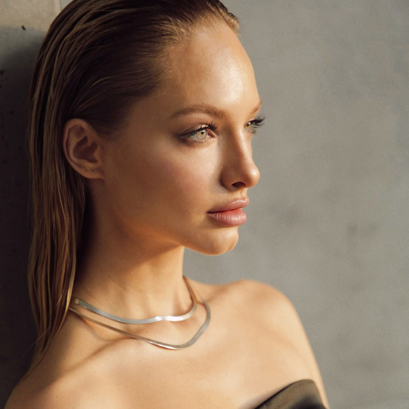 Flaches choker sterling silber 925, XENIA x GIORRE platiniert                                    