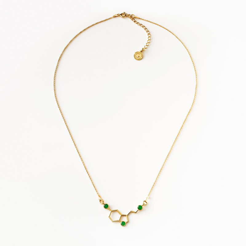 Serotonin necklace with stones - orange jade, silver 925 platinum plated                                    
