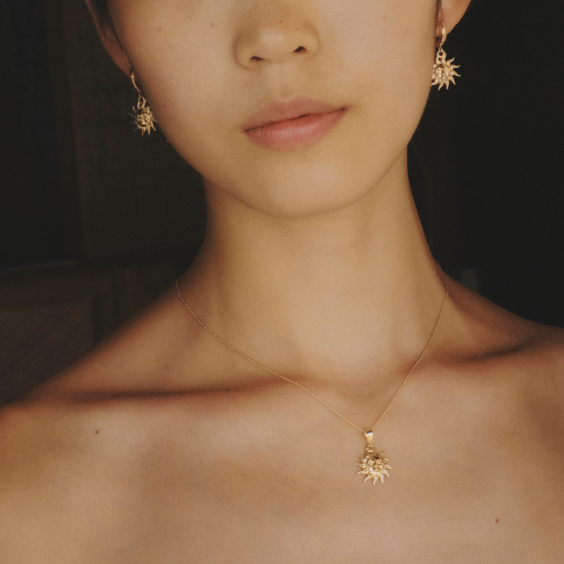 Gold sonne Halskette, gold 14K                                    