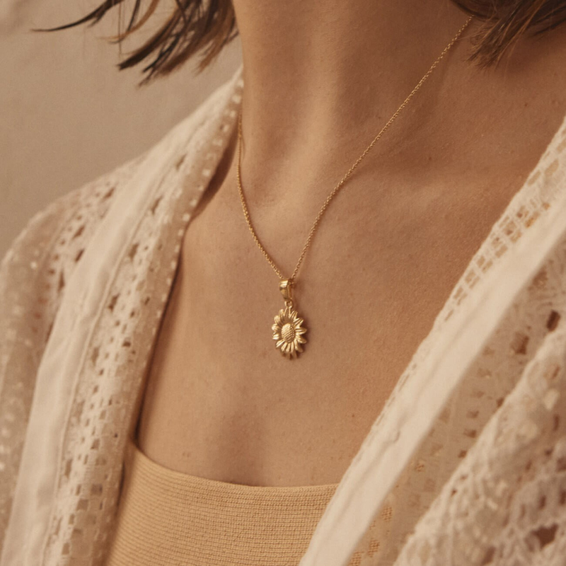 Sonnenblume kette, sterlingsilber 925 platiniert                                    