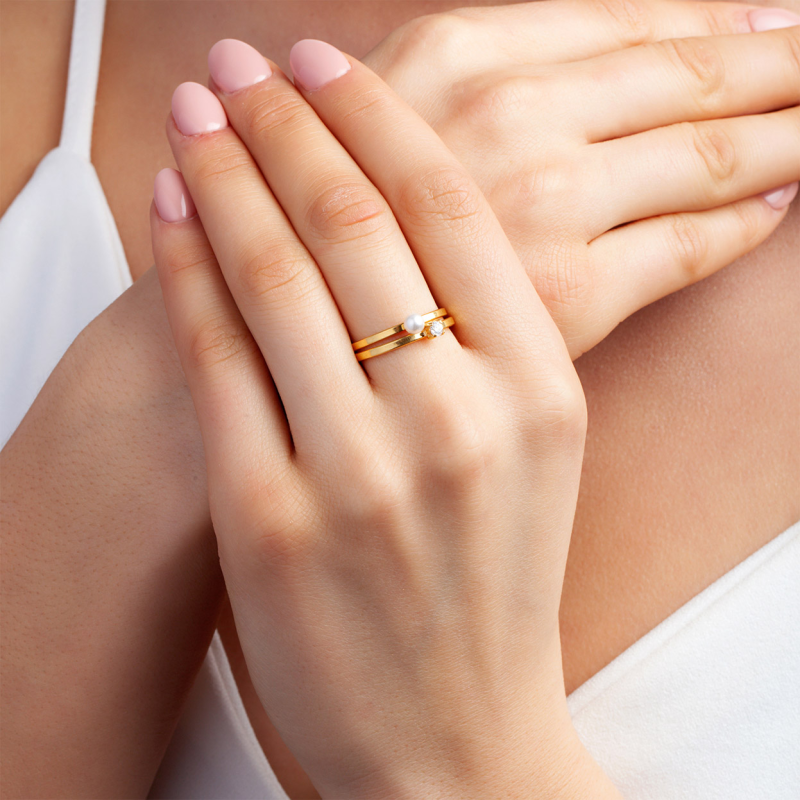 Ring mit 3 mm Zirkonia, 925er Silber gelbvergoldet                                    