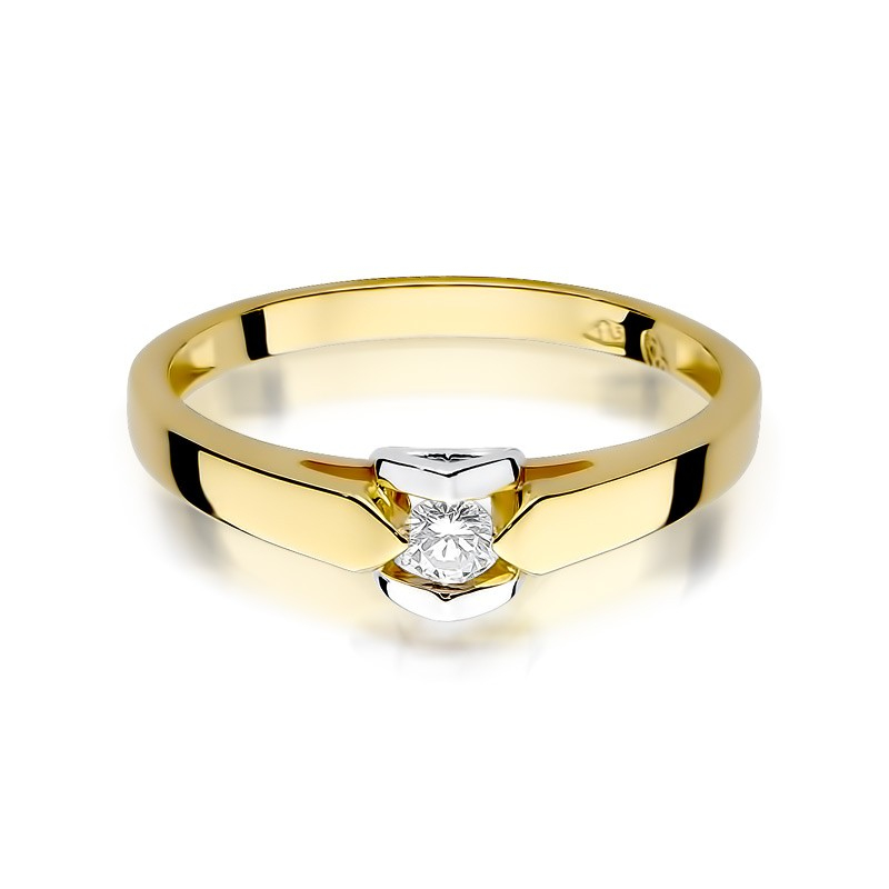 Ring white & yellow gold heart with diamond - Love                                    