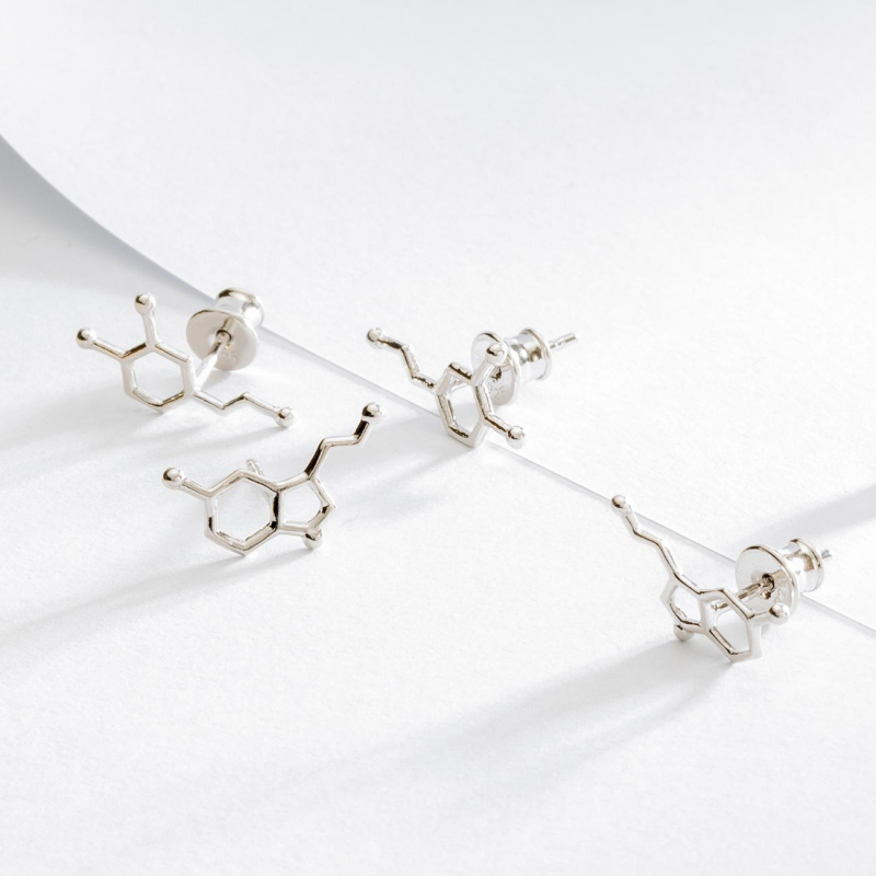 Silver stud earrings - dopamine gold plated                                    