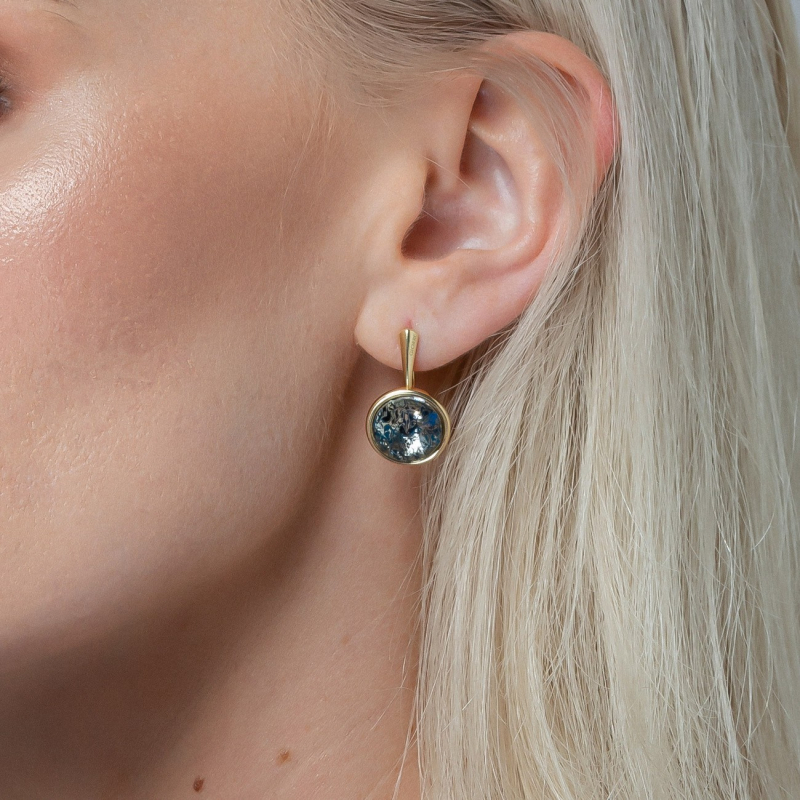 Silver crystal earrings - Blue Patina platinum plated                                    