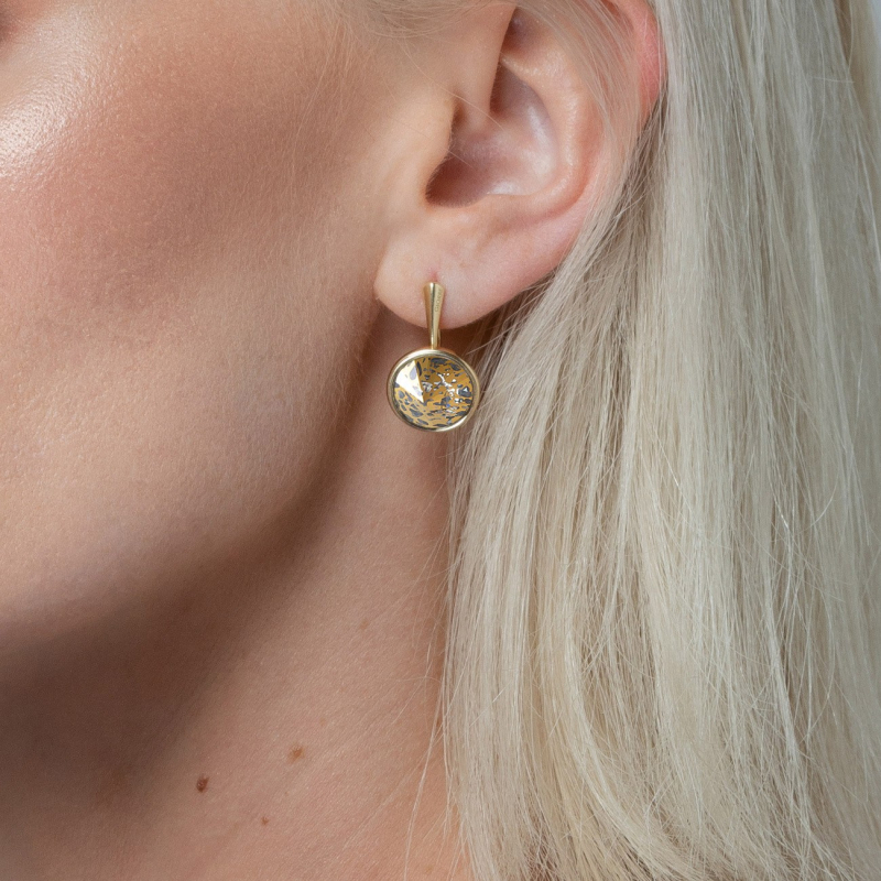 Silver crystal earrings - Golden Patina gold plated                                    