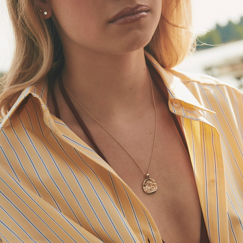 Silver sea talisman necklace plated with platinum                                    