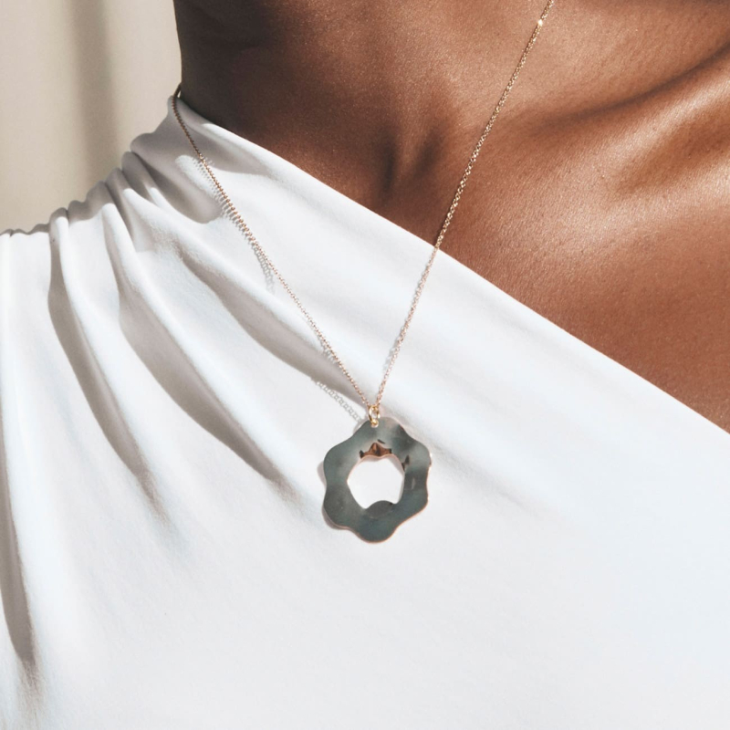 Silver necklace with a flower, sterling silver 925 gold plated                                    