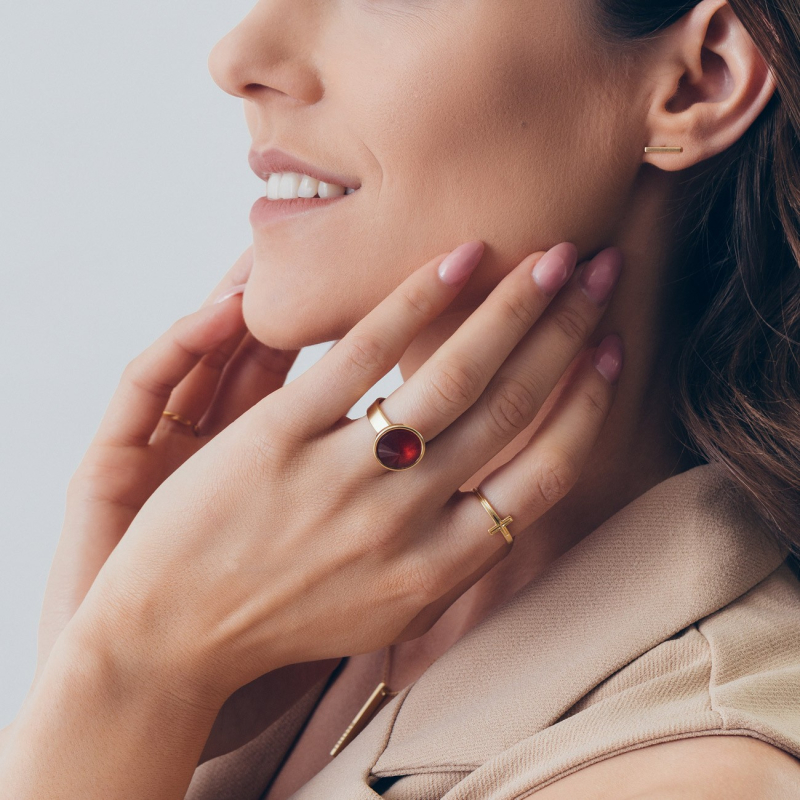 Silver ring - fuchsia chalcedony                                    