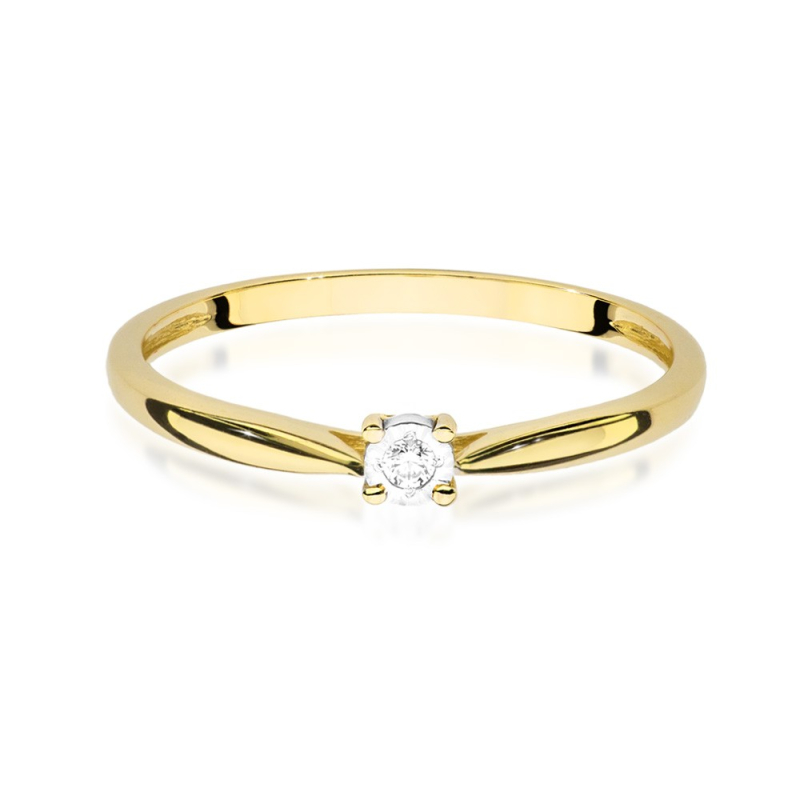 Gold ring with diamond in a frame - Delicacy                                    