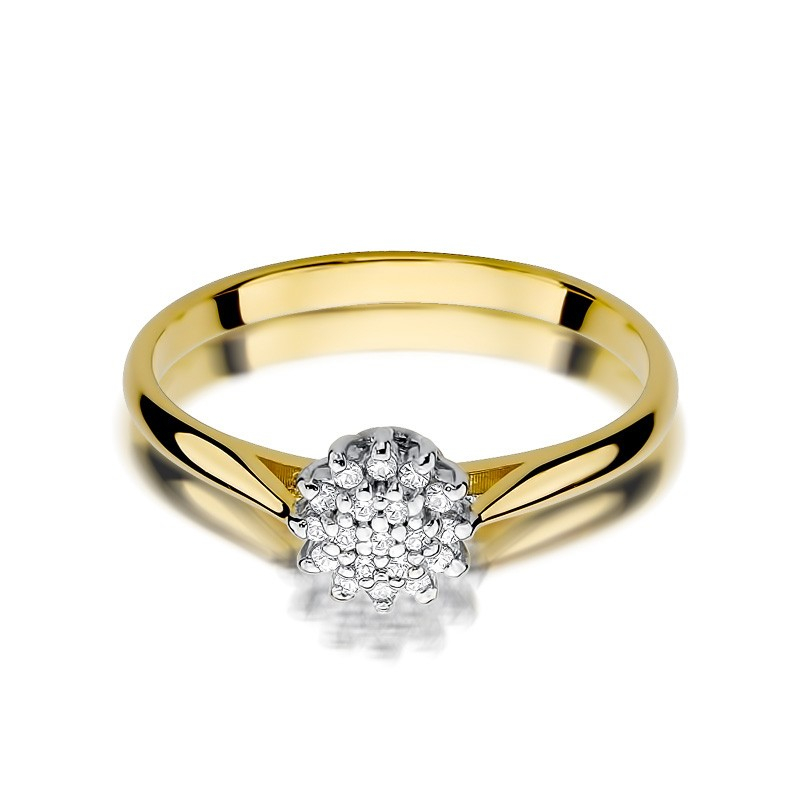 Gold flower ring with diamonds - Classic                                    