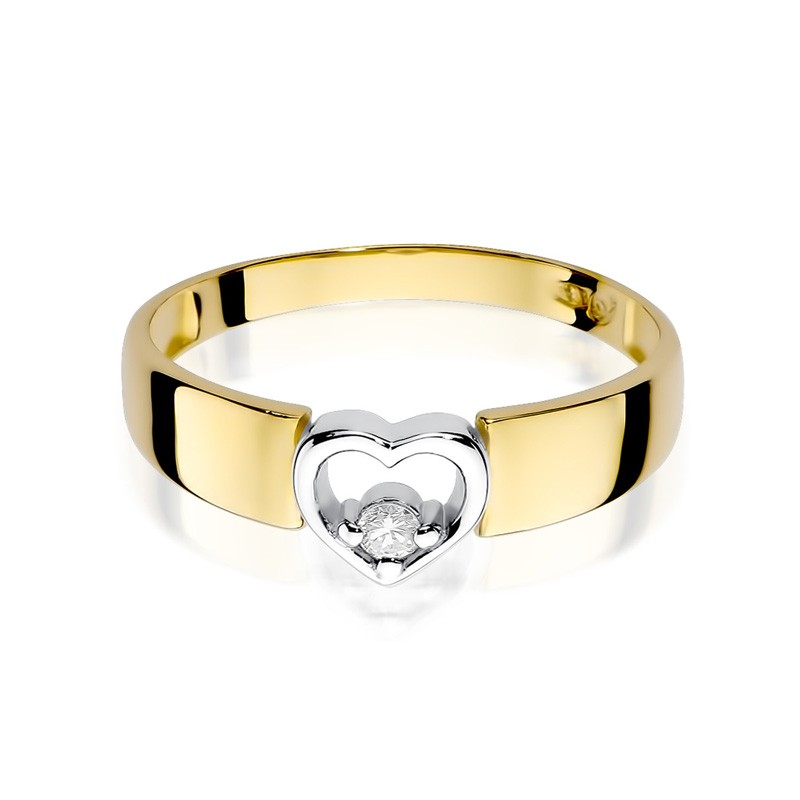 Gold ring with diamond heart - Love                                    