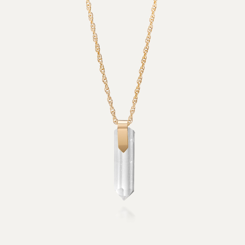 Silver icicle necklace - mountain crystal gold plated                                    