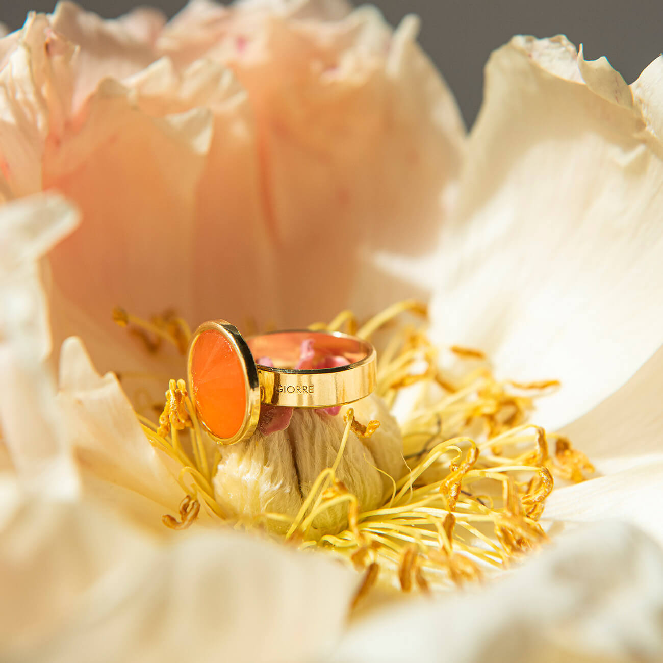 Ring mit orangefarbenem Stein Ring mit orangefarbenem Stein
